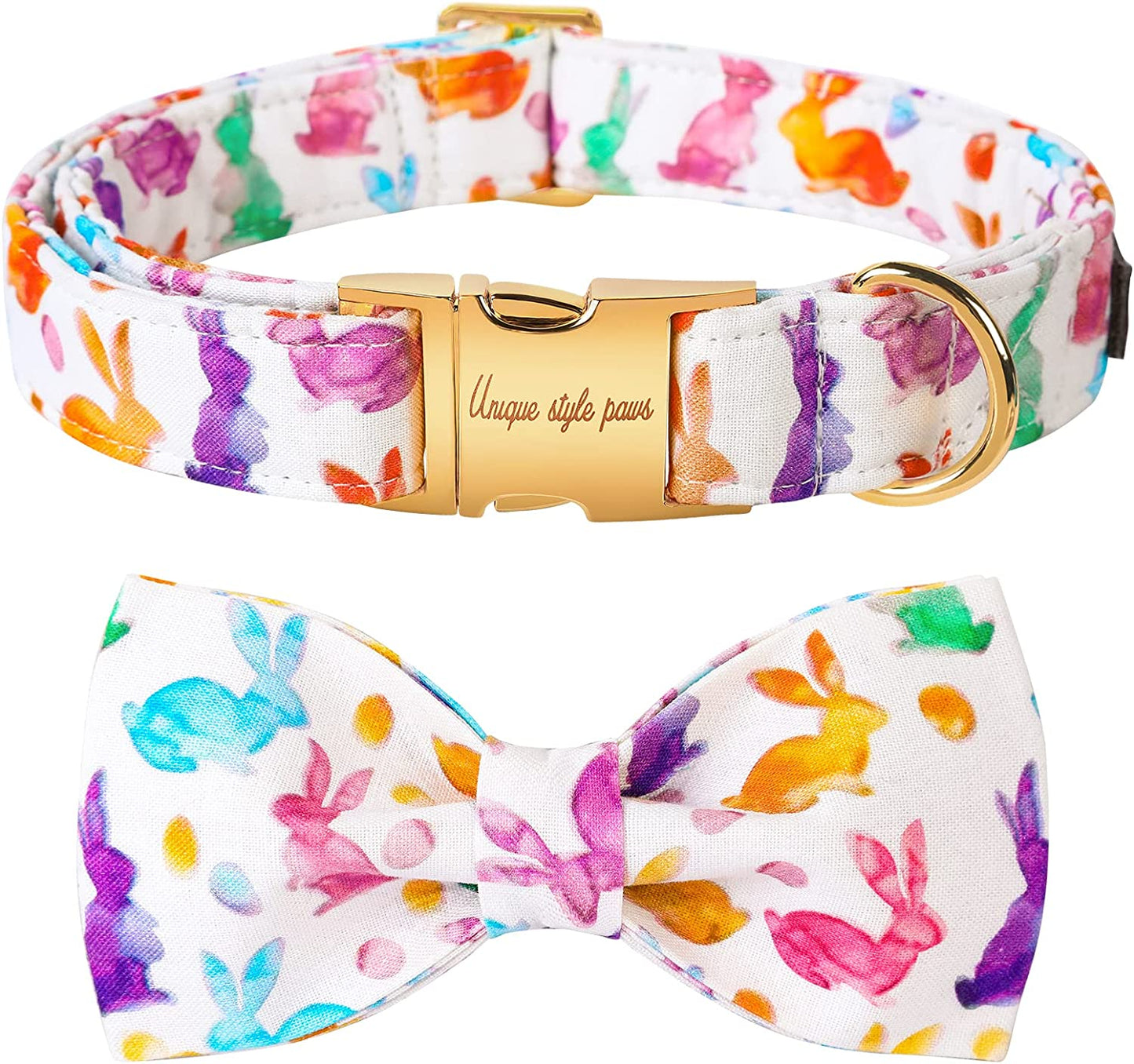 Unique Style Paws Easter Dog Collar, Holiday Bunny Eggs Dog Collar Bowtie, Pet Collar Bow for Small Medium Large Dogs Animals & Pet Supplies > Pet Supplies > Dog Supplies > Dog Apparel Unique style paws Rabbit Small (Pack of 1) 