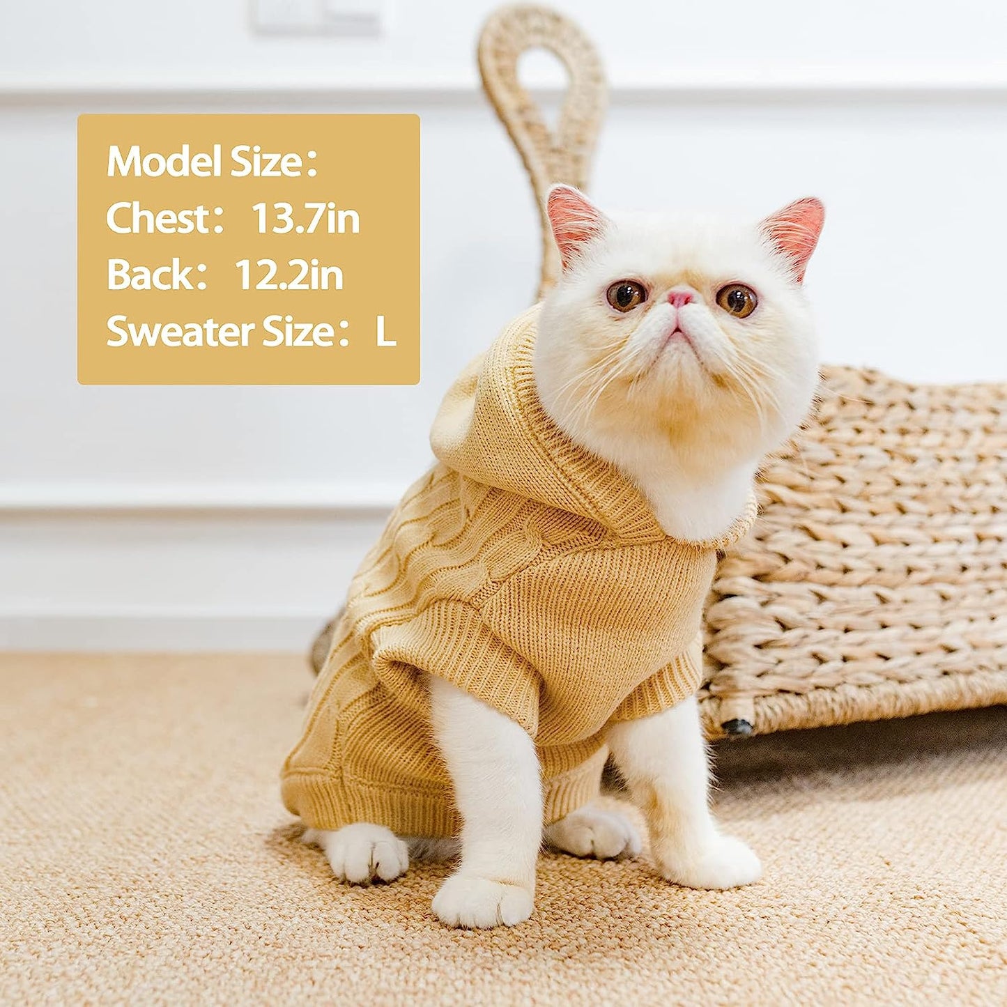 PUPTECK Winter Dog Cat Sweater Coat - Soft Cold Weather Clothes Knitwear for Kitties & Small Dogs Indoor Outdoor Walking Warm, Knitted Classic for Doggies Kitties Girls Boys Animals & Pet Supplies > Pet Supplies > Dog Supplies > Dog Apparel PUPTECK   