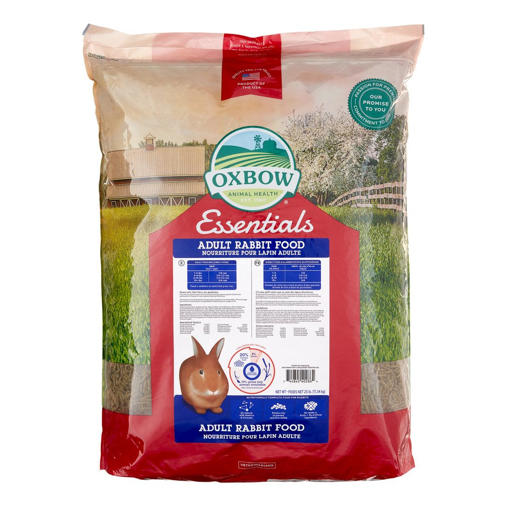 Oxbow Pet Products Essentials Adult Rabbit Food, 10 Lbs. Dry Animals & Pet Supplies > Pet Supplies > Small Animal Supplies > Small Animal Food Mars Petcare 25 lbs  