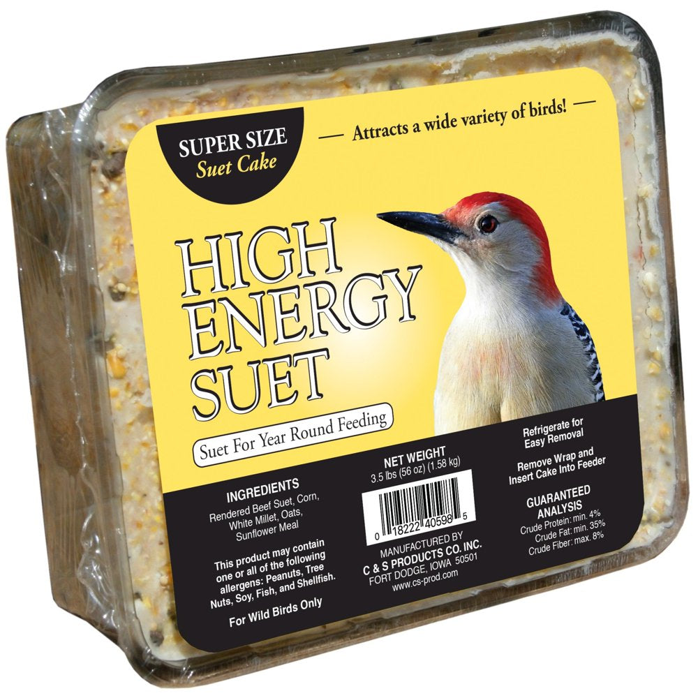 C&S High Energy Large Suet, Super Sized, 3.5 Lb Cake, Wild Bird Food Animals & Pet Supplies > Pet Supplies > Bird Supplies > Bird Food Central Garden and Pet   