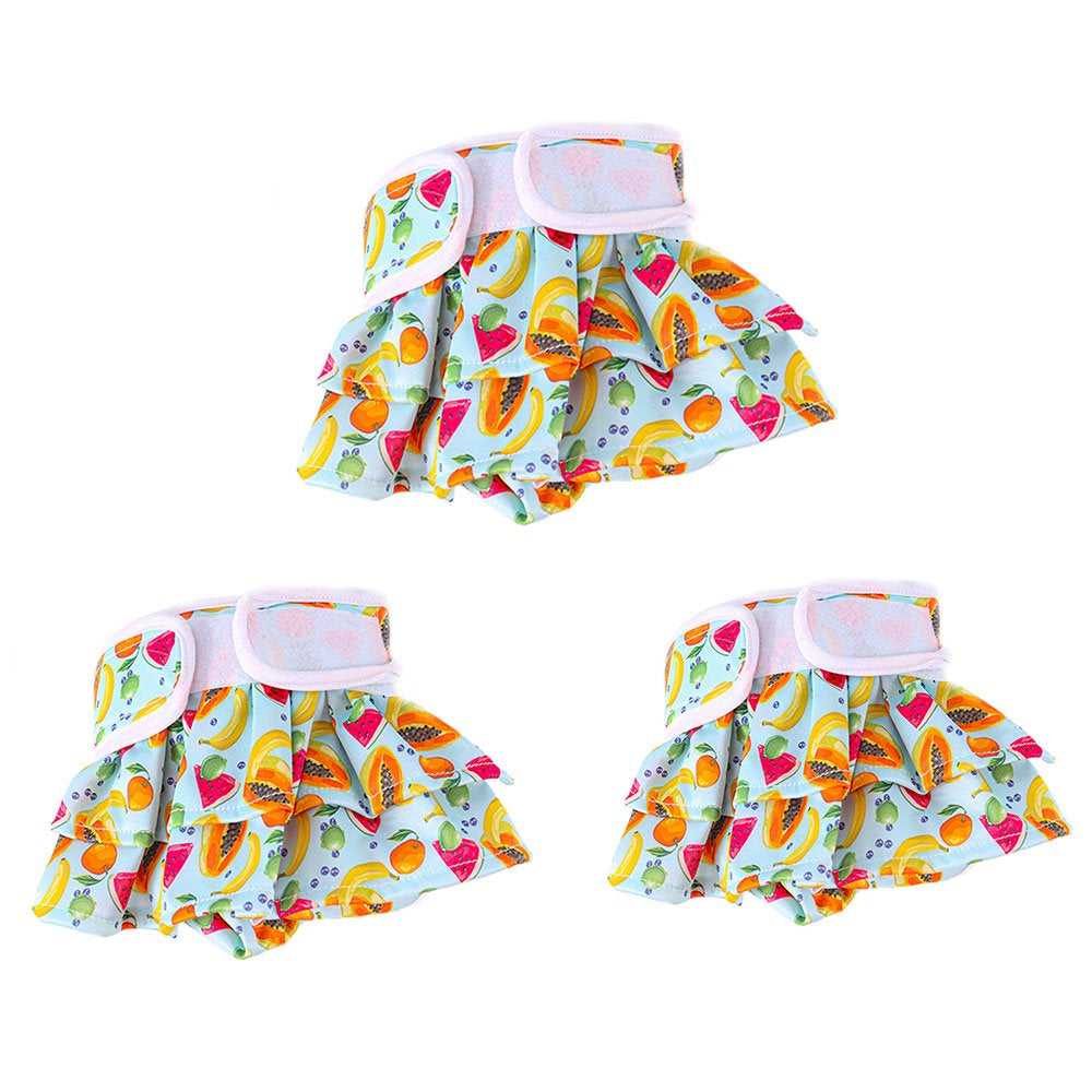 BT Bear 3 Pack Pet Pants, Reusable Female Dog Diaper, Washable Doggie Diaper Nappies for Female Dogs,Super Absorbent Sanitary Wraps Panties for Dogs Different Styles XS Animals & Pet Supplies > Pet Supplies > Dog Supplies > Dog Diaper Pads & Liners BT Bear XL Tropical Fruit 