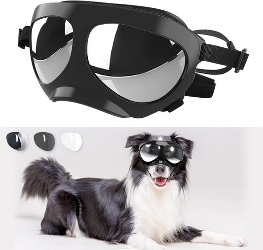 Southvo Dog Goggles Large Breed, Dog Sunglasses Soft Frame with Adjustable Straps, Dog Eye Wear Protection for Medium-Large Size Dog, Dog Glasses UV Protection Pet Goggles Animals & Pet Supplies > Pet Supplies > Dog Supplies > Dog Apparel SOUTHVO Mirror  