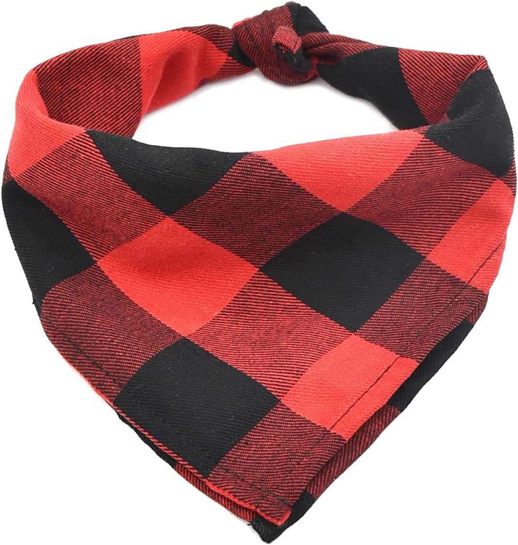 Bubblepup Plaid Dog Bandana, Cotton Dog Bandana for Small Medium Large Dogs, Dog Kerchief, 1PC Square Dog Scarf Dog Triangle Bibs Animals & Pet Supplies > Pet Supplies > Dog Supplies > Dog Apparel Bubblepup Red&Black Large 