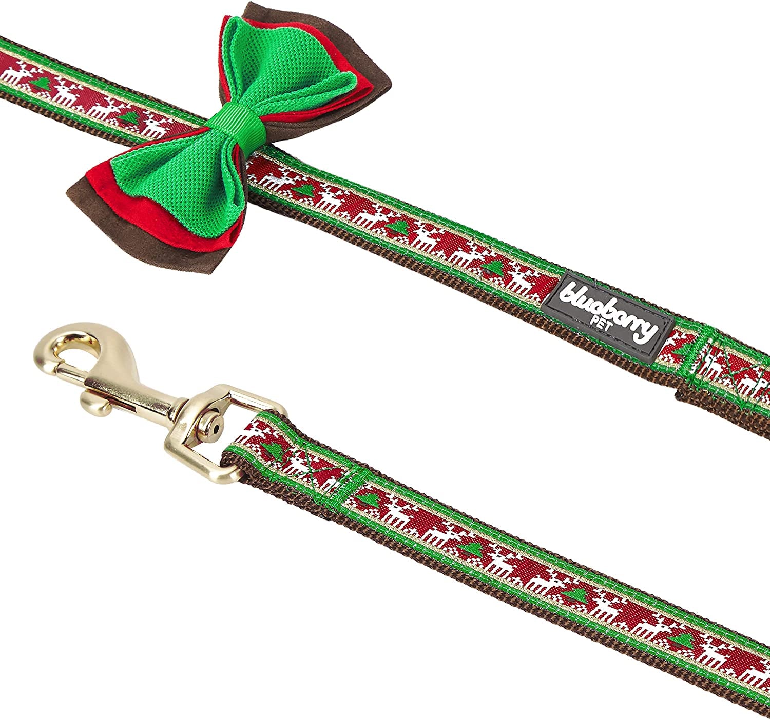 Blueberry Pet Christmas Santa Claus'S Reindeer Dog Leash with Bowtie, 5' * 3/4", Medium, Leashes for Dogs Animals & Pet Supplies > Pet Supplies > Dog Supplies > Dog Apparel Blueberry Pet   