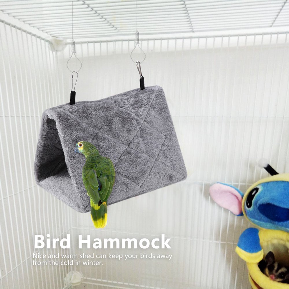Tebru Bird Plush Hanging Cage, Soft Plush Hammock Hanging Cage Tent for Birds Parrot Winter Warm Bed Pet Toy, Bird Hammock