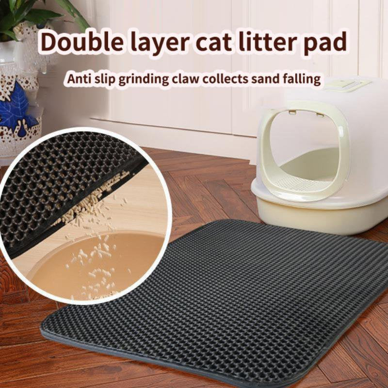 Pet Cat Litter Mat Waterproof EVA Double Layer Cat Litter Trapping Pet Litter Box Mat Clean Pad Products for Cats Accessories Animals & Pet Supplies > Pet Supplies > Cat Supplies > Cat Litter Box Mats DCKDIO   