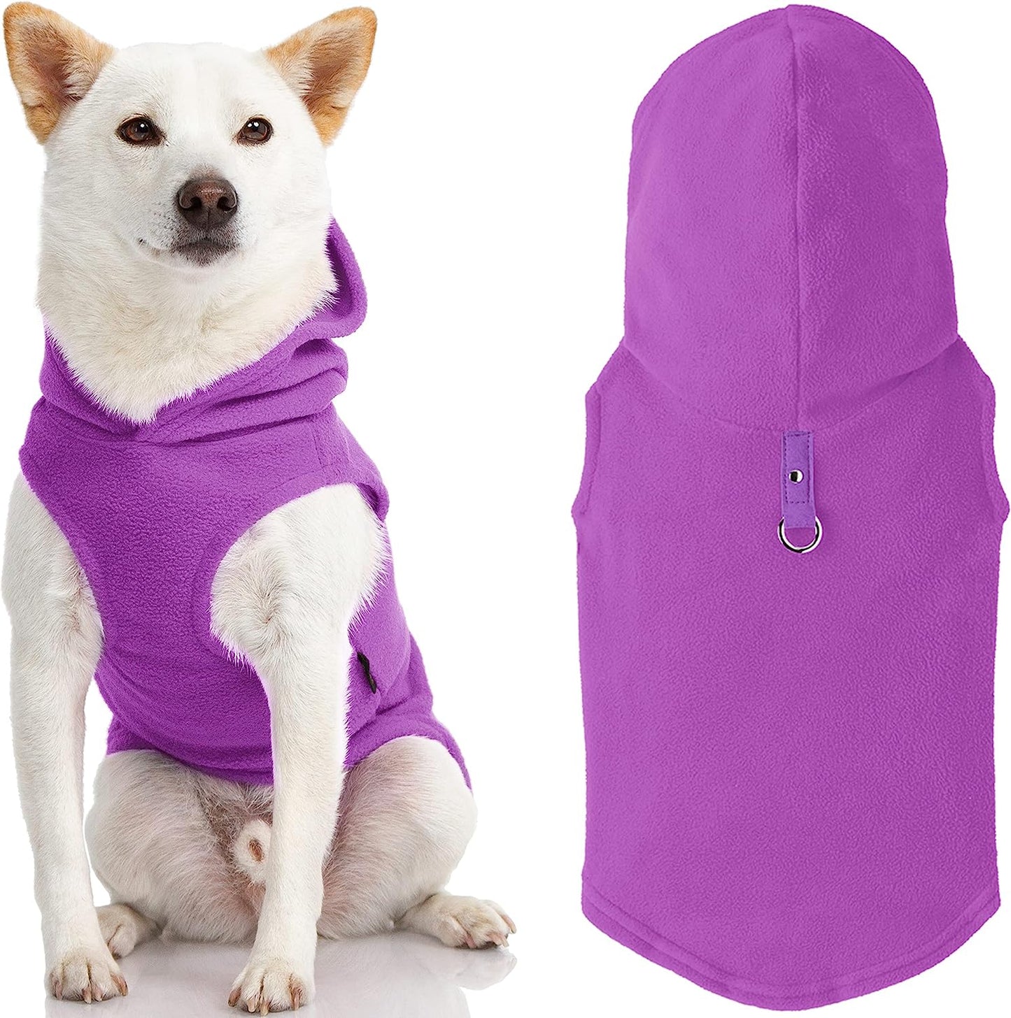 Gooby Fleece Vest Hoodie Dog Sweater - Pink, Medium - Warm Pullover Dog Hoodie with O-Ring Leash - Winter Hooded Small Dog Sweater - Dog Clothes for Small Dogs Boy or Girl, and Medium Dogs Animals & Pet Supplies > Pet Supplies > Dog Supplies > Dog Apparel Inafiction USA, Inc. dba Gooby Pet Fashion Purple 1 Small (Pack of 1)