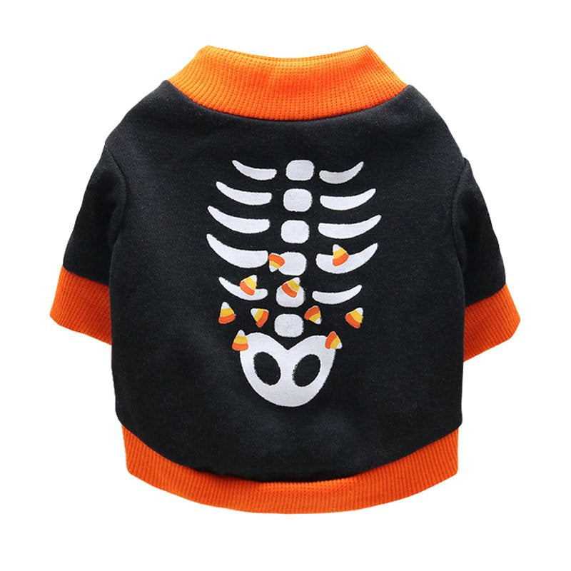 Bellaven Halloween Dog Shirt Puppy Pet T-Shirt Halloween Ghost Pet Costume Cute Pumpkin Dog Clothes for Small Dogs Cats Pet Apparel Halloween Party Cosplay Animals & Pet Supplies > Pet Supplies > Cat Supplies > Cat Apparel Bellaven S Bone 