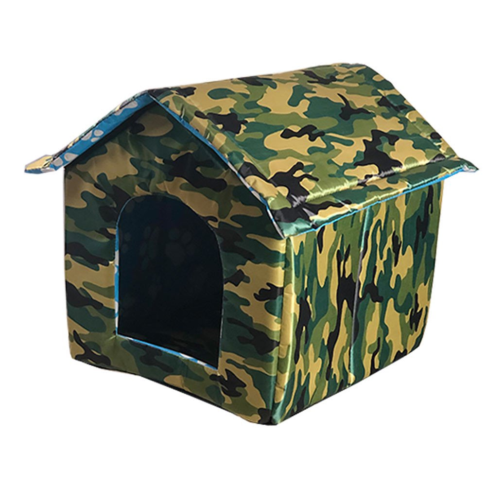 Cat House with Waterproof Canvas Roof,Pet Nest Kitty Shelter, Feral Cat Cave Pet House, Cat Dog Tent Cabin for Small Pet Indoor Outdoor Animals & Pet Supplies > Pet Supplies > Dog Supplies > Dog Houses ALLOMN Camouflage Green  