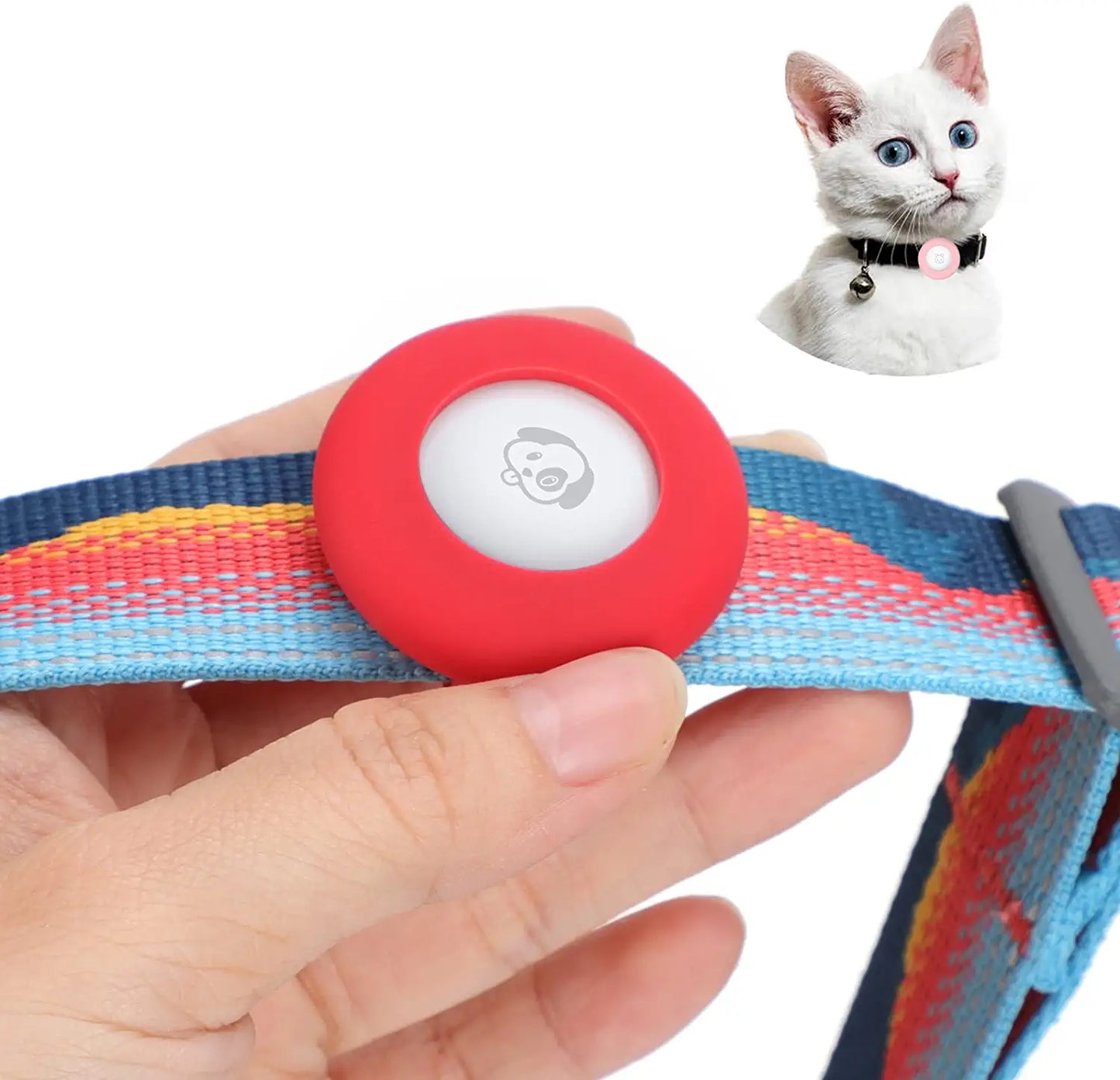 Airtag Dog Collar Holder Silicone Pet Collar Case for Apple Airtags, Anti-Lost Air Tag Holder Compatible with Small Wide Cat Dog Collars (Large:For Dog Collar 0.8-1.1 Inch, Black) Electronics > GPS Accessories > GPS Cases PANZZDA Red Small:for cat collar 0.4-0.6 inch 