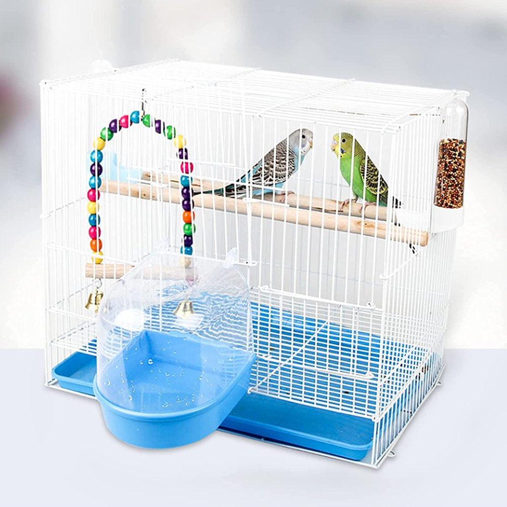 Pet Bird Cage Bath, Parrot Bath Box Accessory Supplies Hanging Bathing Tub for Small Pet Birds Canary Budgies Cockatiel Lovebird Animals & Pet Supplies > Pet Supplies > Bird Supplies > Bird Cage Accessories Manunclaims   