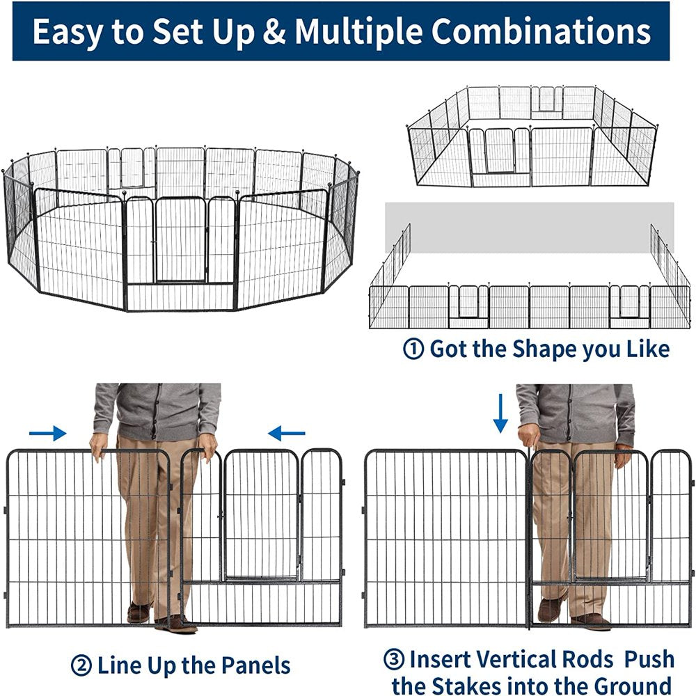 Saim Dog Playpen Outdoor 8/16 Panels Heavy Duty Dog Pen 32/40 Inch Height Puppy Playpen Animals & Pet Supplies > Pet Supplies > Dog Supplies > Dog Kennels & Runs Saim   