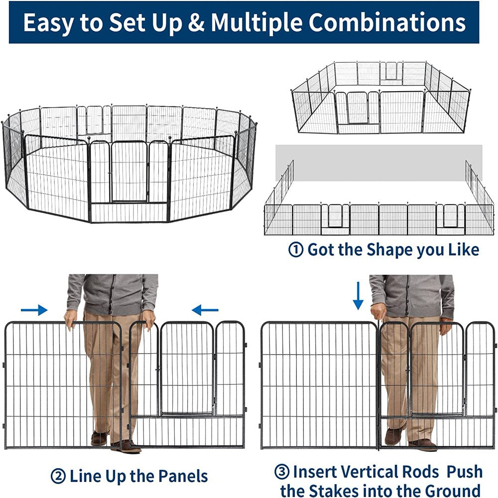 Kfvigoho Dog Playpen Outdoor 32/40 Inch Height Puppy Playpen Indoor 8/16 Panels Heavy Duty Dog Pen Anti-Rust Exercise Fence with Doors for Large/Medium/Small Pets Play for RV Camping Yard Animals & Pet Supplies > Pet Supplies > Dog Supplies > Dog Kennels & Runs Kfvigoho   