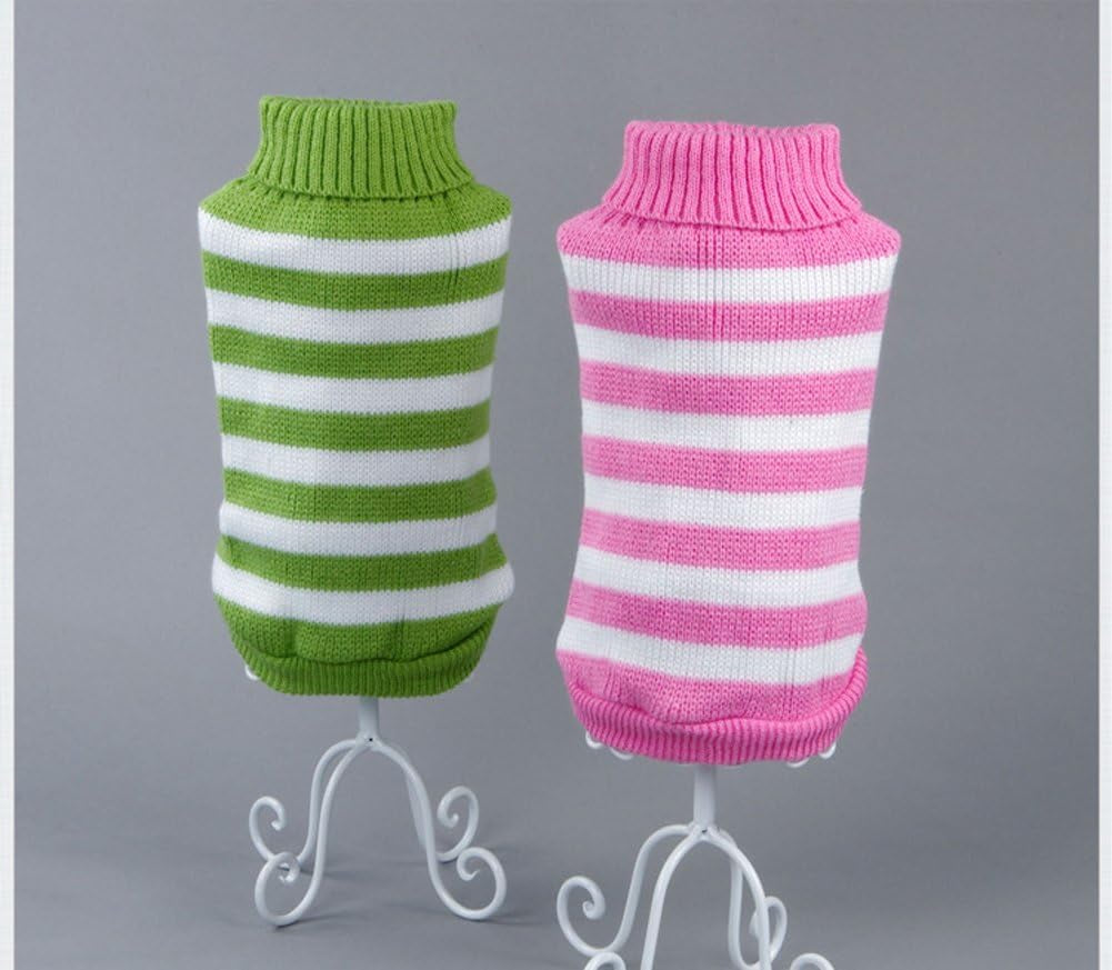 Striped Cat Sweaters Kitty Sweater for Cats Knitwear,Small Dogs Kitten Clothes Male and Female,High Stretch,Soft,Warm (Green, S) Animals & Pet Supplies > Pet Supplies > Dog Supplies > Dog Apparel Evursua   