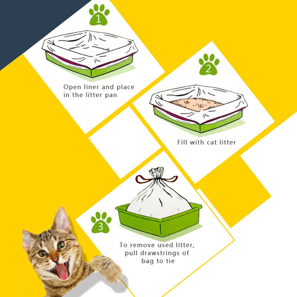 BYDOT Cat Litter Box Liners Drawstring Bags Cat Litter Pan Bags Heavy Duty Anti-Scratch Kitty Litter Bags for Cat Pet Supplies Animals & Pet Supplies > Pet Supplies > Cat Supplies > Cat Litter Box Liners BYDOT   