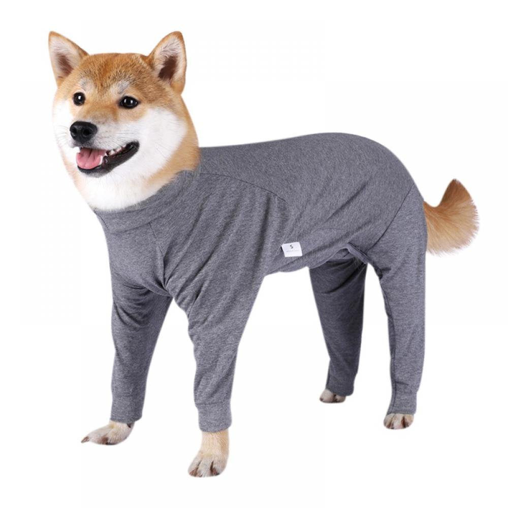Dog Pajamas Jumpsuit for Medium Large Dogs,Lightweight Dog Pjs Clothes Apparel Onesies,Shirt for Large Size Dogs after Surgery, Full Belly Animals & Pet Supplies > Pet Supplies > Dog Supplies > Dog Apparel Vision L Gray 