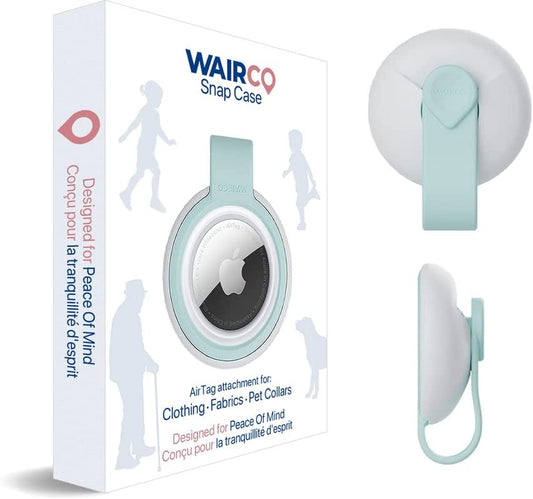 WAIRCO Airtag Holder - Ultra Secure Snap Closure Attachment for Clothing, Pet Collars, Luggage | Superior Protective Airtag Case for Children, Seniors and Pets Electronics > GPS Accessories > GPS Cases Wairco Teal and White Pack of 1 