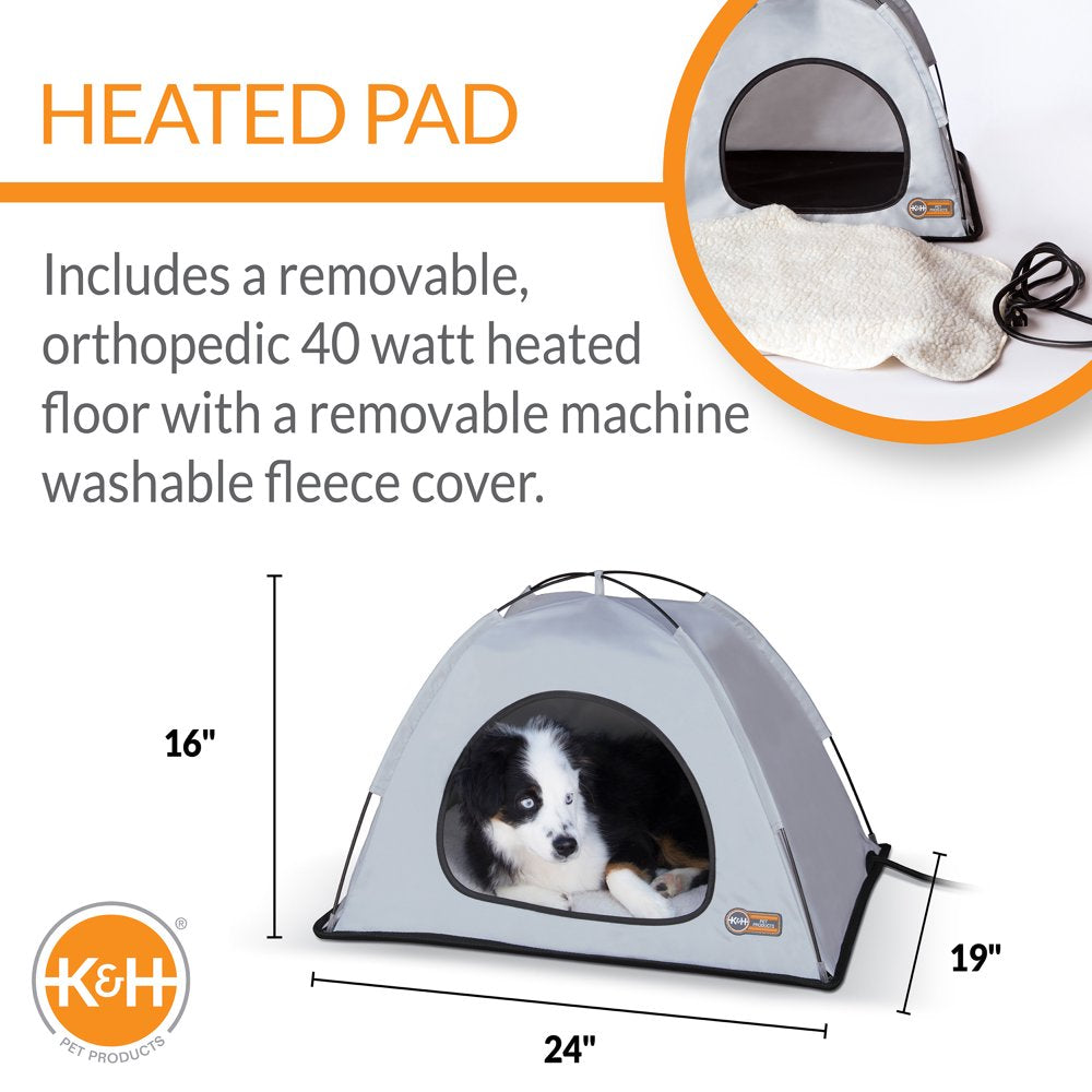 K&H Pet Products Thermo Tent Outdoor Heated Pet Shelter Gray Medium 19 X 24 X 16 Inches Animals & Pet Supplies > Pet Supplies > Dog Supplies > Dog Houses Central Garden and Pet   