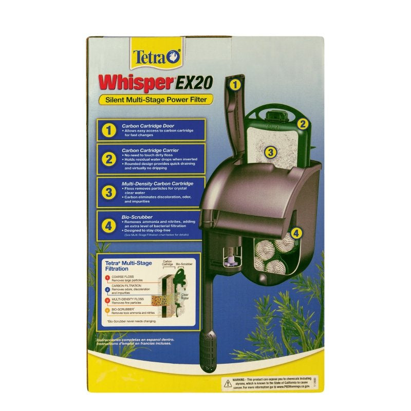 Tetra Whisper EX 20 Filter for 10 to 20 Gallon Aquariums, Silent Multi-Stage Filtration