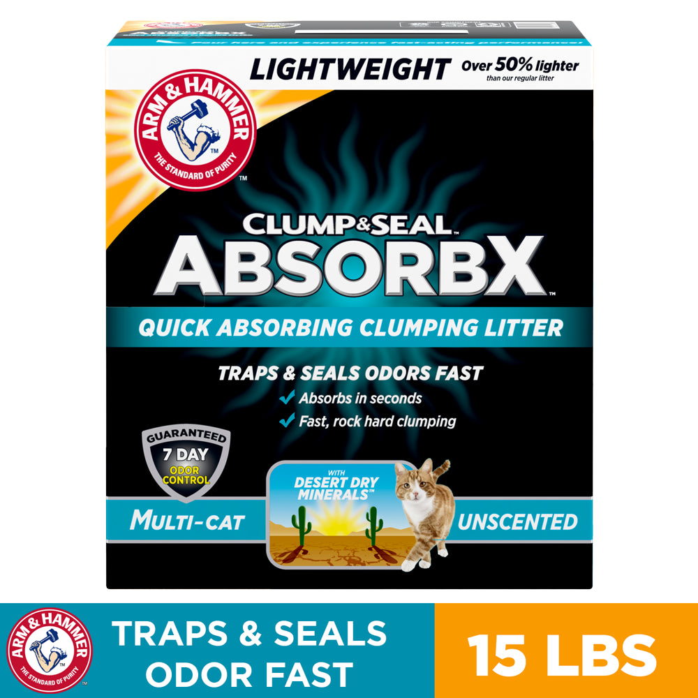 Arm Hammer Clump Seal Absorbx Clumping Cat Litter, Multicat Unscented 15Lb Animals & Pet Supplies > Pet Supplies > Cat Supplies > Cat Litter Church & Dwight Co., Inc.   