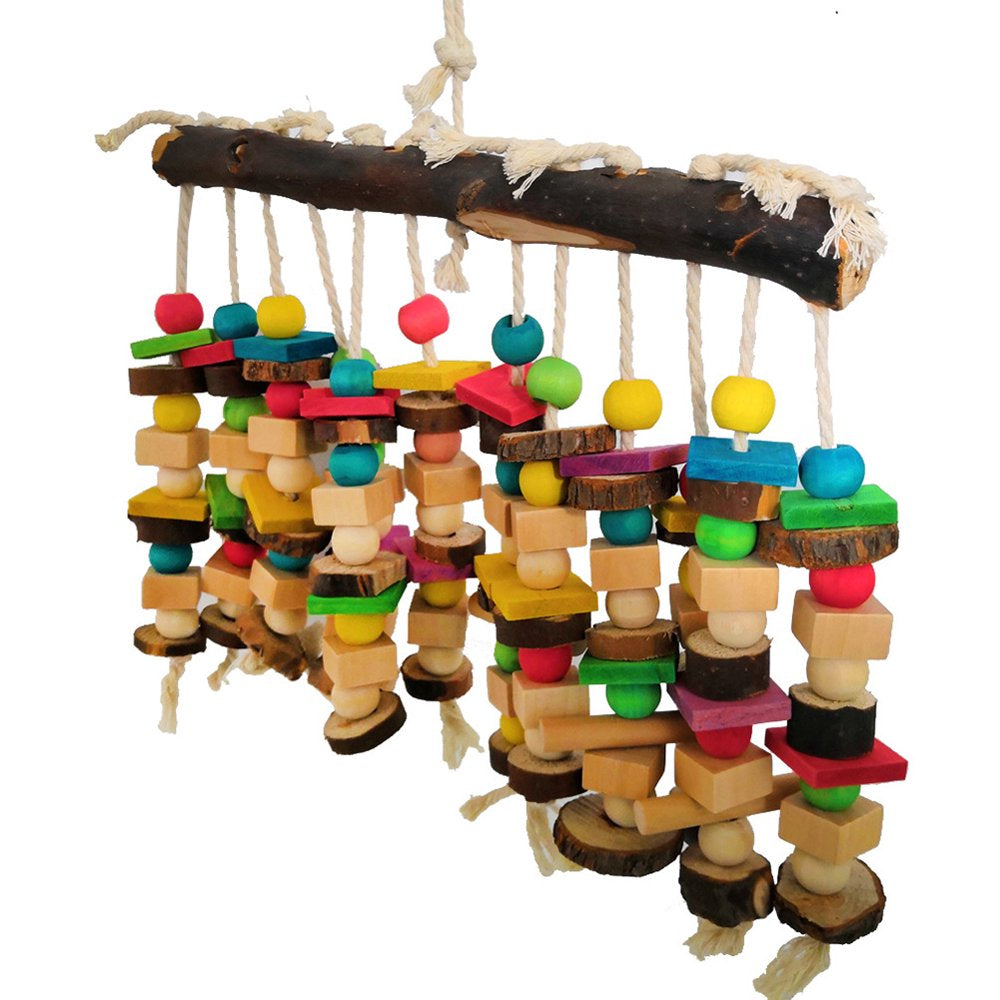 Big Medium Parrot Building Block Wooden Ladder Stand Perch Bar Bird Rope Pet Toy Animals & Pet Supplies > Pet Supplies > Bird Supplies > Bird Ladders & Perches Minjieyu   