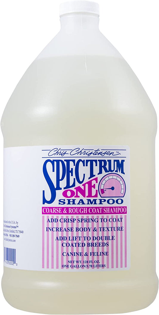 Chris Christensen Spectrum One Dog Shampoo, Coarse and Rough Coat, Groom like a Professional, Repairs and Protects, Maintains Inner Cortex Hydration, Made in the USA, 128 Oz Animals & Pet Supplies > Pet Supplies > Dog Supplies > Dog Apparel Pedigree Supplies, Inc. T/A Cherrybrook   