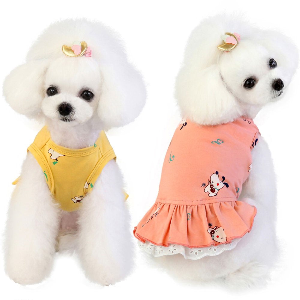 D-GROEE Dog Dress Skirt Puppy Summer Cartoon Print Dress Pet Princess Summer Apparel Clothes for Small Dogs Cats Animals & Pet Supplies > Pet Supplies > Cat Supplies > Cat Apparel D-GROEE   