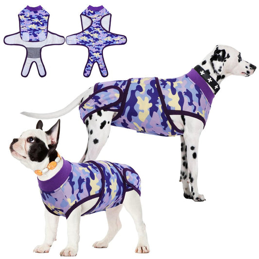 Kuoser Dog Surgical Recovery Suit, Breathable Pet Recovery Shirt, Dog Onesie after Surgery, Cone Collar Alternative, Purple Camouflage Animals & Pet Supplies > Pet Supplies > Dog Supplies > Dog Apparel Kuoser XXL Purple 