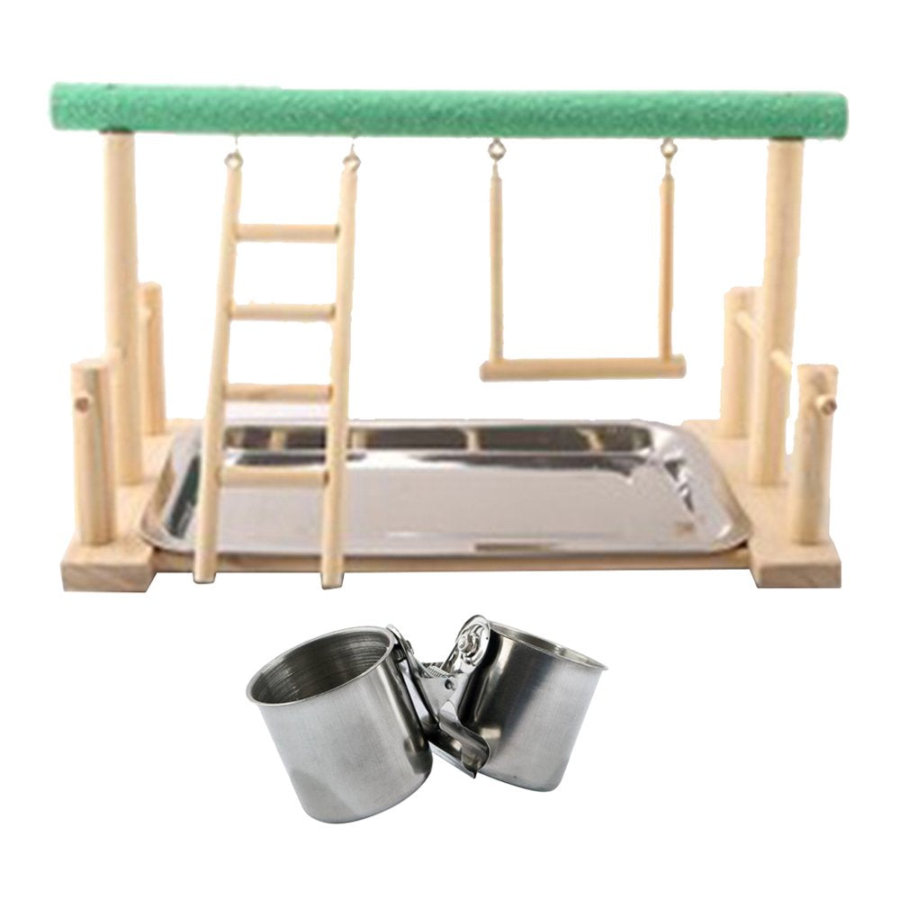 Perch with Stainless Steel 6.5Cm Feeding Cups & Tray for Birds Parrots Frosted 6.5Cm Cups Animals & Pet Supplies > Pet Supplies > Bird Supplies > Bird Gyms & Playstands perfk Frosted Stand with 7.5cm Cups  