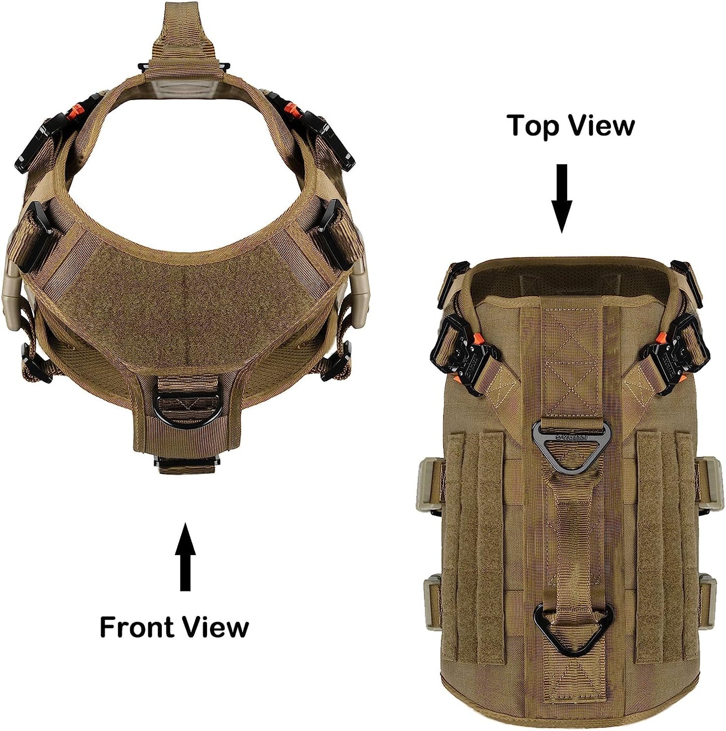 ICEFANG Tactical Dog Operation Harness with 6X Buckle,Dog Molle Vest with Handle,3/4 Body Coverage,Hook and Loop Panel for ID Patch,No Pulling Front Clip (L (28"-35" Girth), Coyote Brown) Animals & Pet Supplies > Pet Supplies > Dog Supplies > Dog Apparel frostwolf   