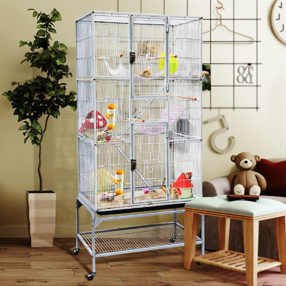 Easyfashion 69" H Extra Large Bird Cage with Detachable Stand, White Animals & Pet Supplies > Pet Supplies > Bird Supplies > Bird Cages & Stands Easyfashion   