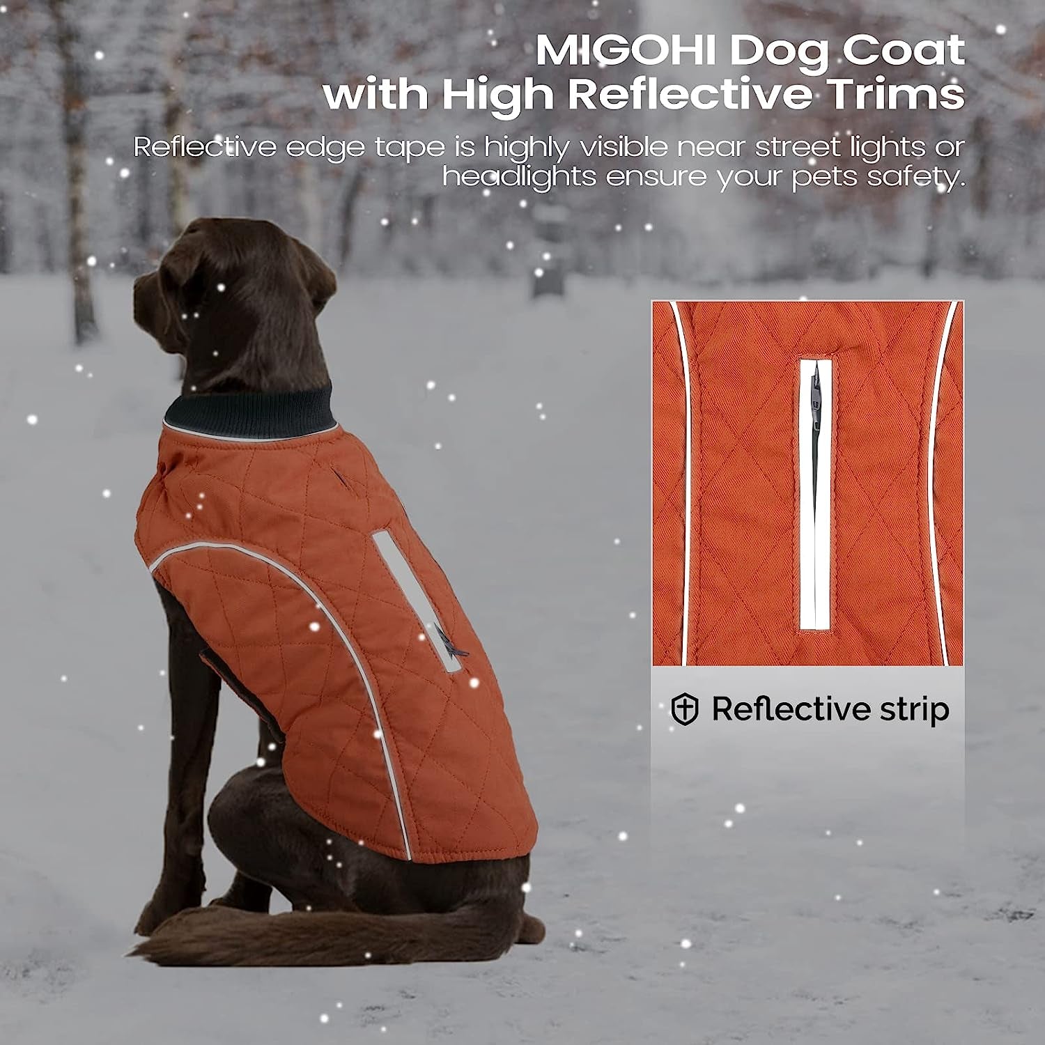 MIGOHI Medium Dog Jacket for Winter, Windproof Cold Weather Coat Cozy Vest for Small Medium Large Dogs, Warm Dog Winter Jackets Comfortable Dog Apparel with Reflective Trims, Orange M Animals & Pet Supplies > Pet Supplies > Dog Supplies > Dog Apparel MIGOHI   