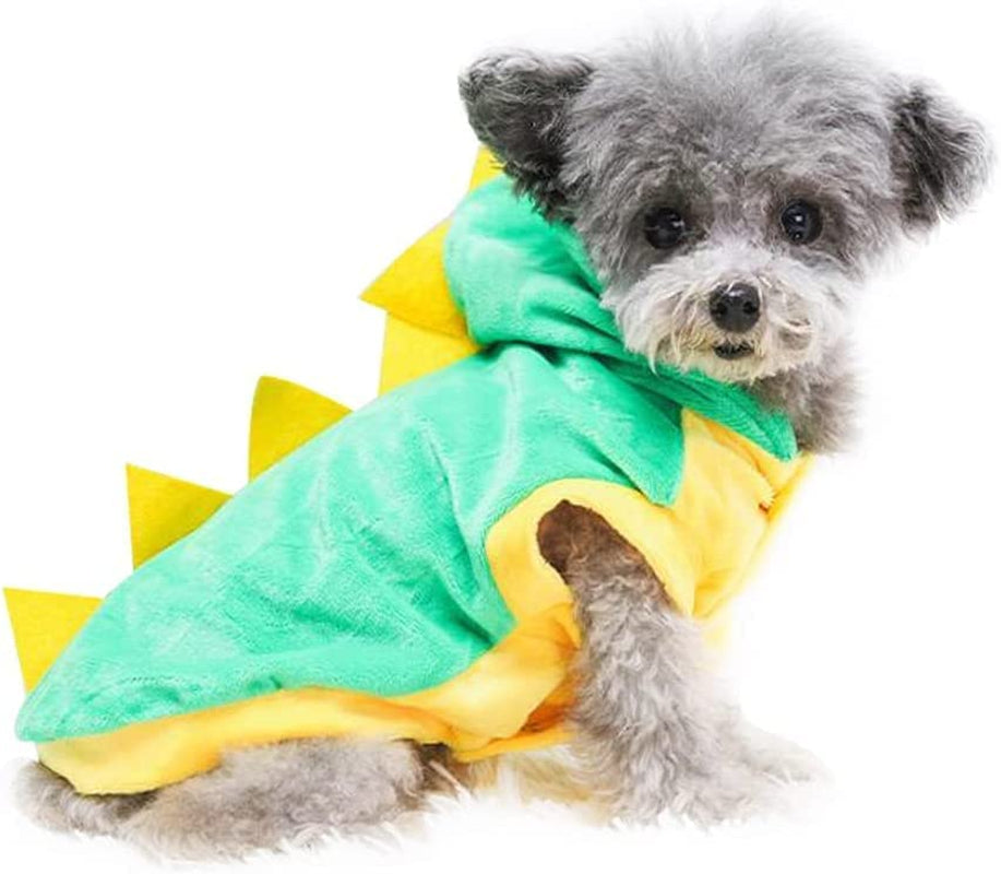Hotumn Dinosaur Dog Halloween Costume Pet Dino Hoodie for Small Dogs (X-Small(Pack of 1), Green)