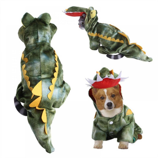 Clearance! Funny Dog Crocodile Costumes, Pet Halloween Alligator Cosplay Dress, Adorable Cat Apparel Animal Warm Outfits Clothes, Green, XL
