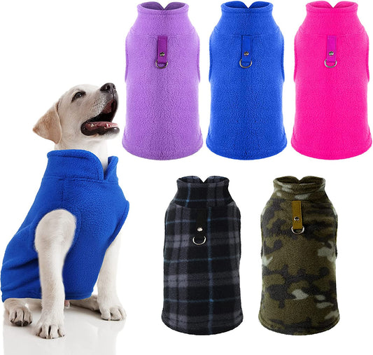 Hamify 5 Pieces Pet Winter Clothes Fleece Vest Dog Sweater with Leash Ring Warm Pullover Dog Jacket for Winter - Dog Sweater Coat Cold Weather Pet Clothes Indoor Outdoor Use (Medium) Animals & Pet Supplies > Pet Supplies > Dog Supplies > Dog Apparel Hamify Large  