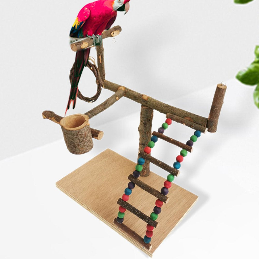 Pet Bird Play Stand, Parrot , Wooden Perch, Play Exercise, Gym Ladder, Style B 32X29X26Cm Animals & Pet Supplies > Pet Supplies > Bird Supplies > Bird Ladders & Perches SunniMix   