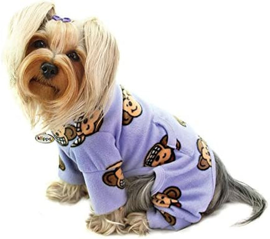 Klippo Silly Monkey Fleece Turtleneck Pajamas/Bodysuit/Loungewear/Coverall - Lavender - Medium Animals & Pet Supplies > Pet Supplies > Dog Supplies > Dog Apparel Klippo Pet LAVENDER Medium 
