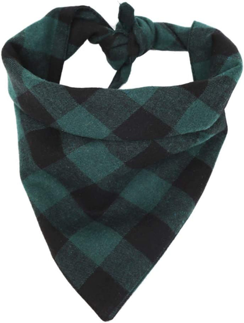 YAKA Pet Dog Bandana Triangle Bibs Scarf, Double-Cotton Plaid Printing Kerchief Set Accessories for Small and Medium Dog (Large/Neck Circumference Suitable9.8-19Inch, Pink and White Lattices) Animals & Pet Supplies > Pet Supplies > Dog Supplies > Dog Apparel YAKA Black and Green lattices Small/Neck Circumference Suitable 8.6-15inch 