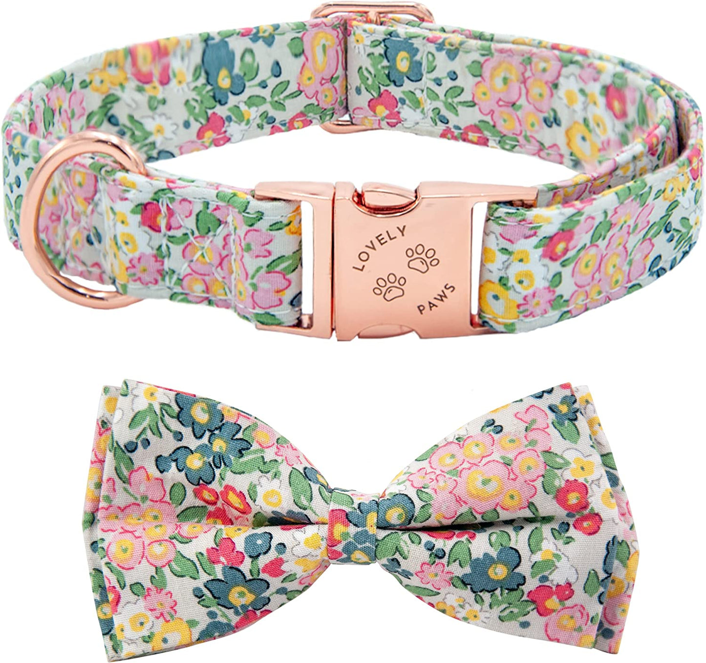 My Lovely Paws, Spring Girl Dog Collars with Bow Tie, Dog Collar Girl for Small Medium Large Dogs, Female Dog Collars, Bowtie Dog Collar Floral - Pink Bag Included Orange Animals & Pet Supplies > Pet Supplies > Dog Supplies > Dog Apparel TBe Rose Gold,Pink Large 