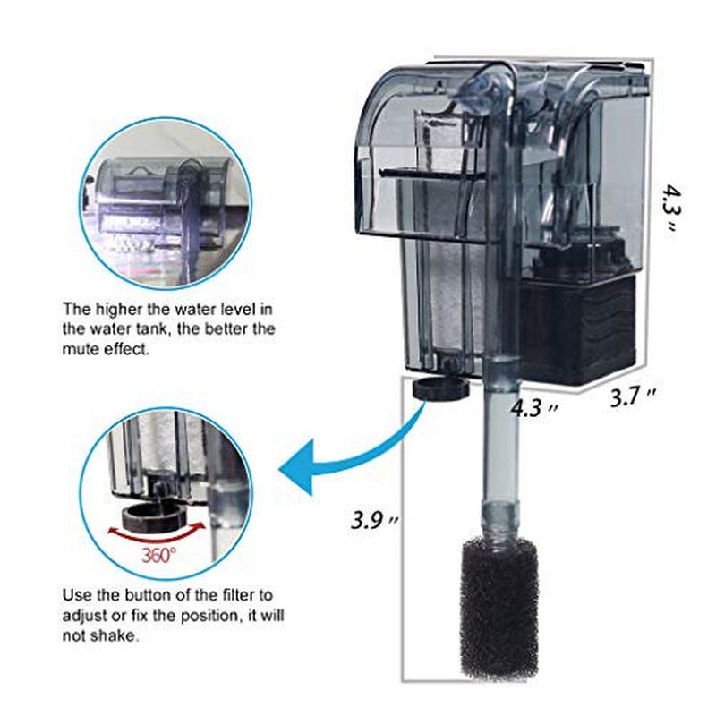 Boxtech Aquarium Hang on Filter - Power Waterfall Suspension Oxygen Pump - Submersible Hanging Activated Carbon Biochemical Wall Mounted Fish Tank Filtration Water (5-10 Gal) Animals & Pet Supplies > Pet Supplies > Fish Supplies > Aquarium Filters Boxtech   