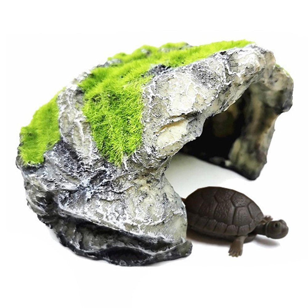 Reptile Hiding Cave Resin Material Natural Non- Hideout for Small Lizards Turtles Bearded Dragon Tortois Amphibians Fish Pet Supplies - G G Animals & Pet Supplies > Pet Supplies > Small Animal Supplies > Small Animal Habitat Accessories FITYLE   