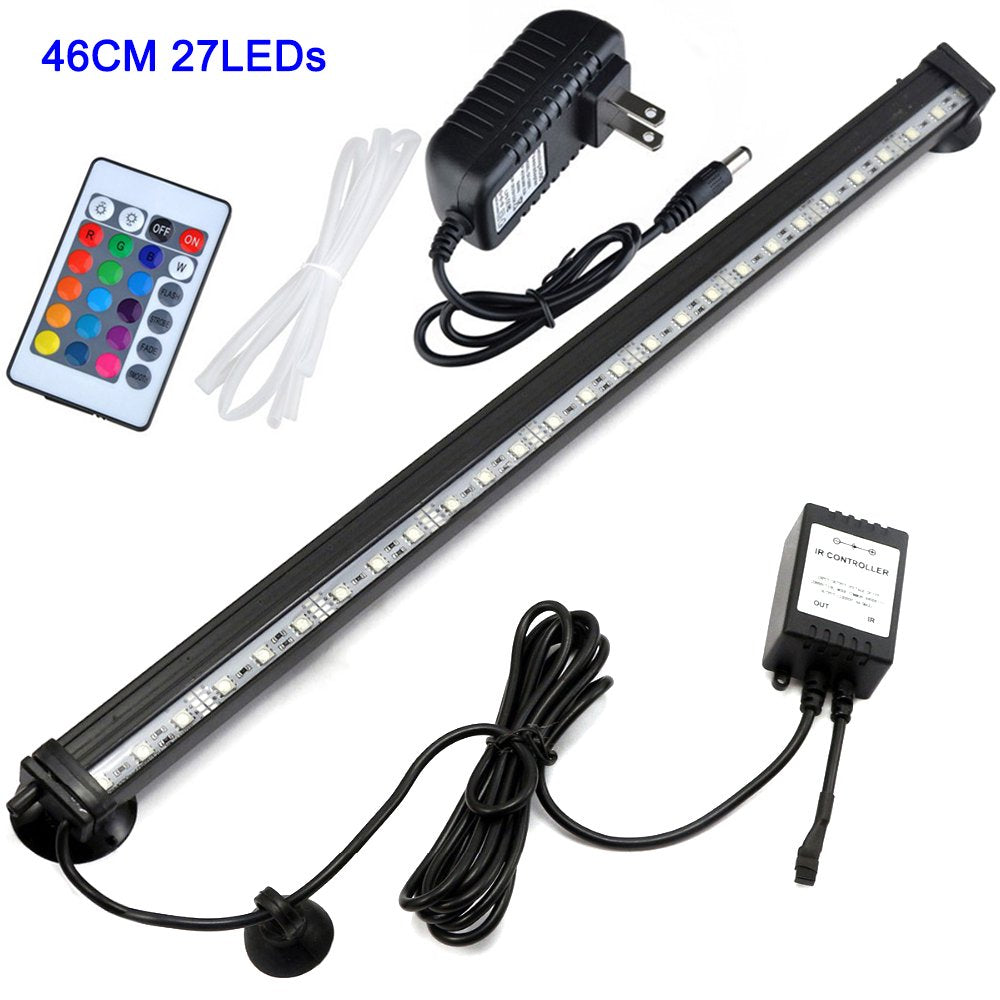 Rosnek 16Cm 9Leds/26Cm 15Leds/31Cm 18Leds/46Cm 27Leds RGB Waterproof Air Bubble Lamp, Remote Control, Dimmable LED Aquarium Fish Tank Light Submersible Light Underwater Lampe Making Oxygen for Fish Animals & Pet Supplies > Pet Supplies > Fish Supplies > Aquarium Lighting Rosnek   