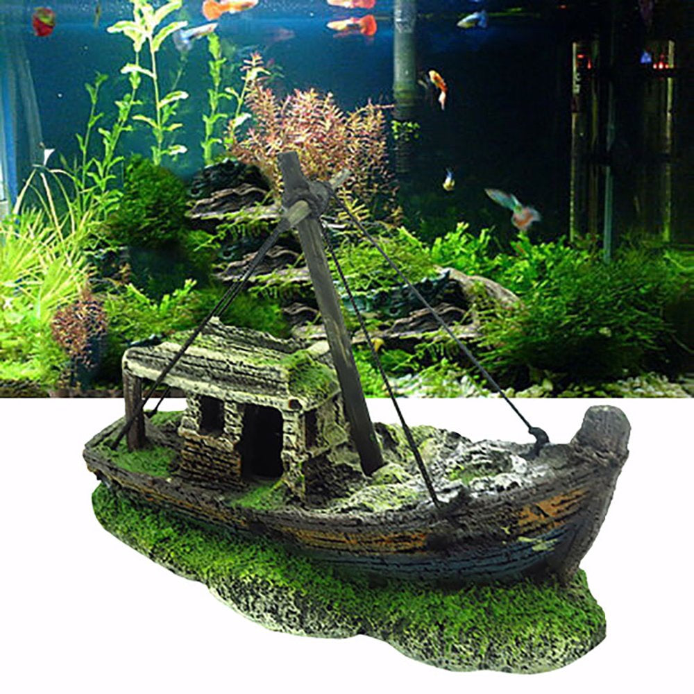 Mnycxen Aquarium Fish Tank Landscape Pirate Ship Wreck Ship Decor Resin Boat Ornament Aquarium Accessories Animals & Pet Supplies > Pet Supplies > Fish Supplies > Aquarium Decor Mnycxen   