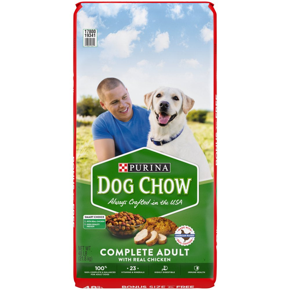 Purina Dog Chow Complete Adult Dry Dog Food Kibble with Chicken Flavor, 44 Lb. Bag Animals & Pet Supplies > Pet Supplies > Small Animal Supplies > Small Animal Food Nestlé Purina PetCare Company 48 lbs  
