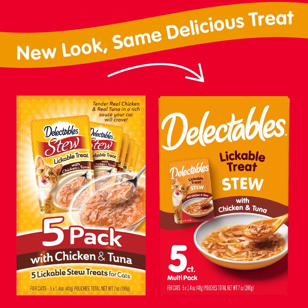 Hartz Delectables Stew Lickable Wet Cat Treats, Chicken & Tuna, 5 Pack Animals & Pet Supplies > Pet Supplies > Cat Supplies > Cat Treats Hartz Mountain Corp   