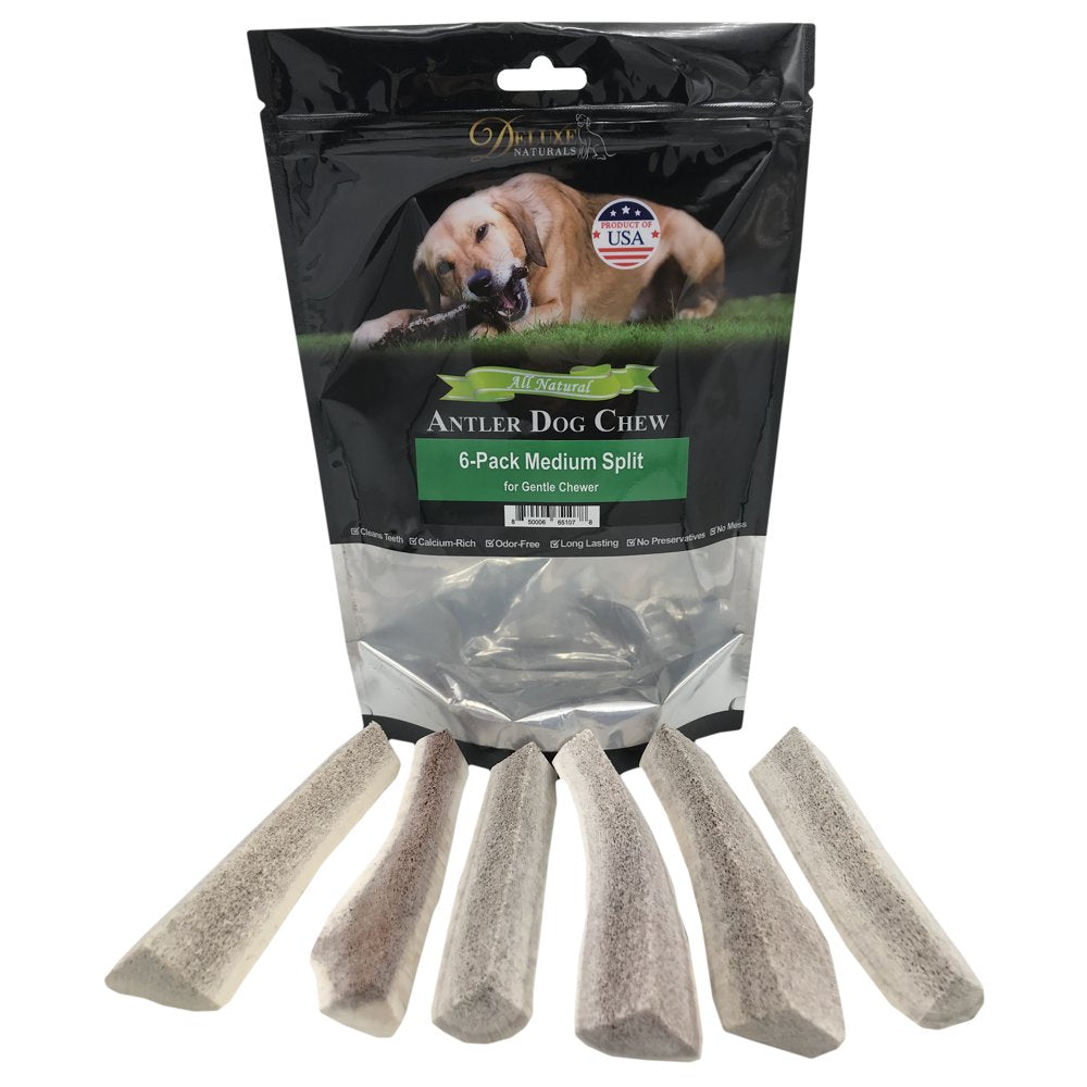 Deluxe Naturals Elk Antler Dog Chew 6-Pack, Medium Split Antlers Animals & Pet Supplies > Pet Supplies > Dog Supplies > Dog Toys Deluxe Naturals Split M 6