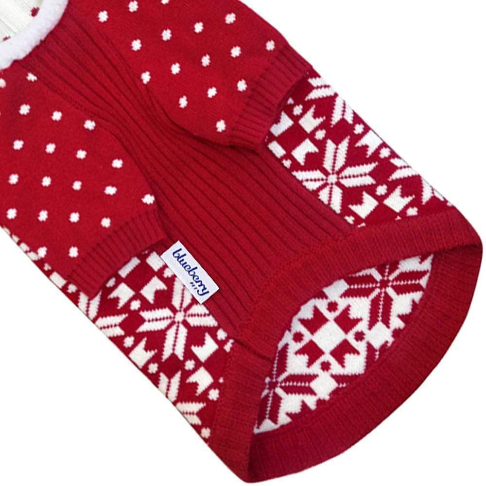 Blueberry Pet Let It Snow Classic Ugly Christmas Holiday Snowflake Pullover Hoodie Dog Sweater in Red and White, Back Length 20", Pack of 1 Clothes for Dogs Animals & Pet Supplies > Pet Supplies > Dog Supplies > Dog Apparel Blueberry Pet   