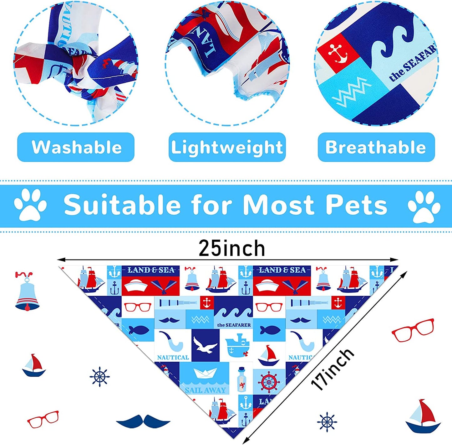 8 Pieces Nautical Dog Bandanas Summer Pets Bandana Ocean Pets Triangle Scarf Bibs Puppy Bibs Adjustable Dog Bandanas Washable Sea Turtle Pets Triangle Scarf Accessories for Most Pet Wearing Animals & Pet Supplies > Pet Supplies > Dog Supplies > Dog Apparel Xuniea   