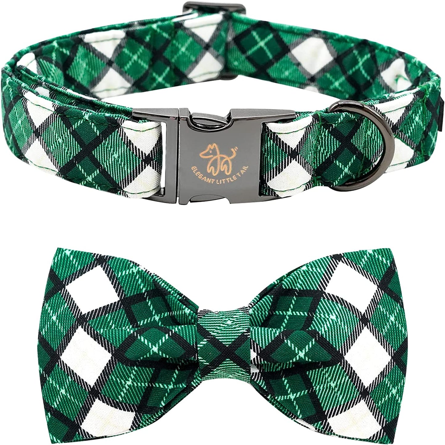 Elegant Little Tail St. Patrick'S Day Dog Collar, Dog Collar with Bow, Green Grid Dog Collar Pet Gift Dog Bowtie Adjustable Dog Collar for Medium Dogs Animals & Pet Supplies > Pet Supplies > Dog Supplies > Dog Apparel Elegant little tail A: Green Grid Medium (Pack of 1) 