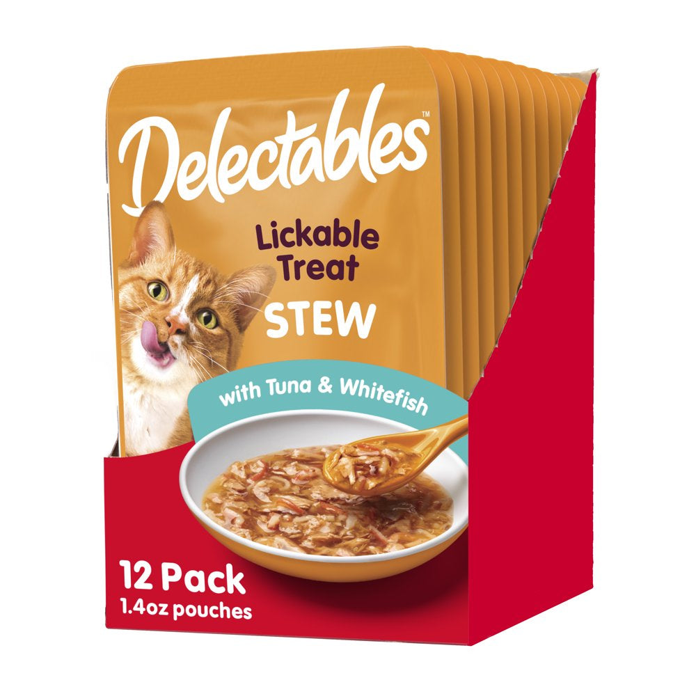 Hartz Delectables Stew Lickable Wet Cat Treats Variety Pack, 12 Pack Animals & Pet Supplies > Pet Supplies > Cat Supplies > Cat Treats Hartz Mountain Corp Tuna & Whitefish 12 